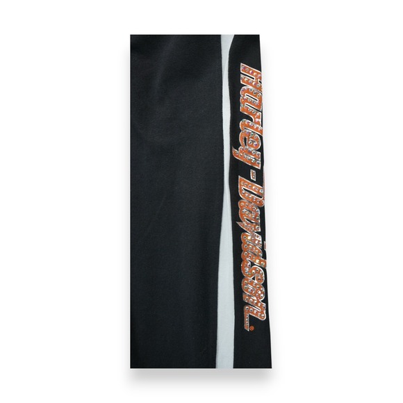 Harley Davidson Motorcycle Sweatpants Womens S/M Black Striped PullOn Rhinestone - Picture 4 of 5